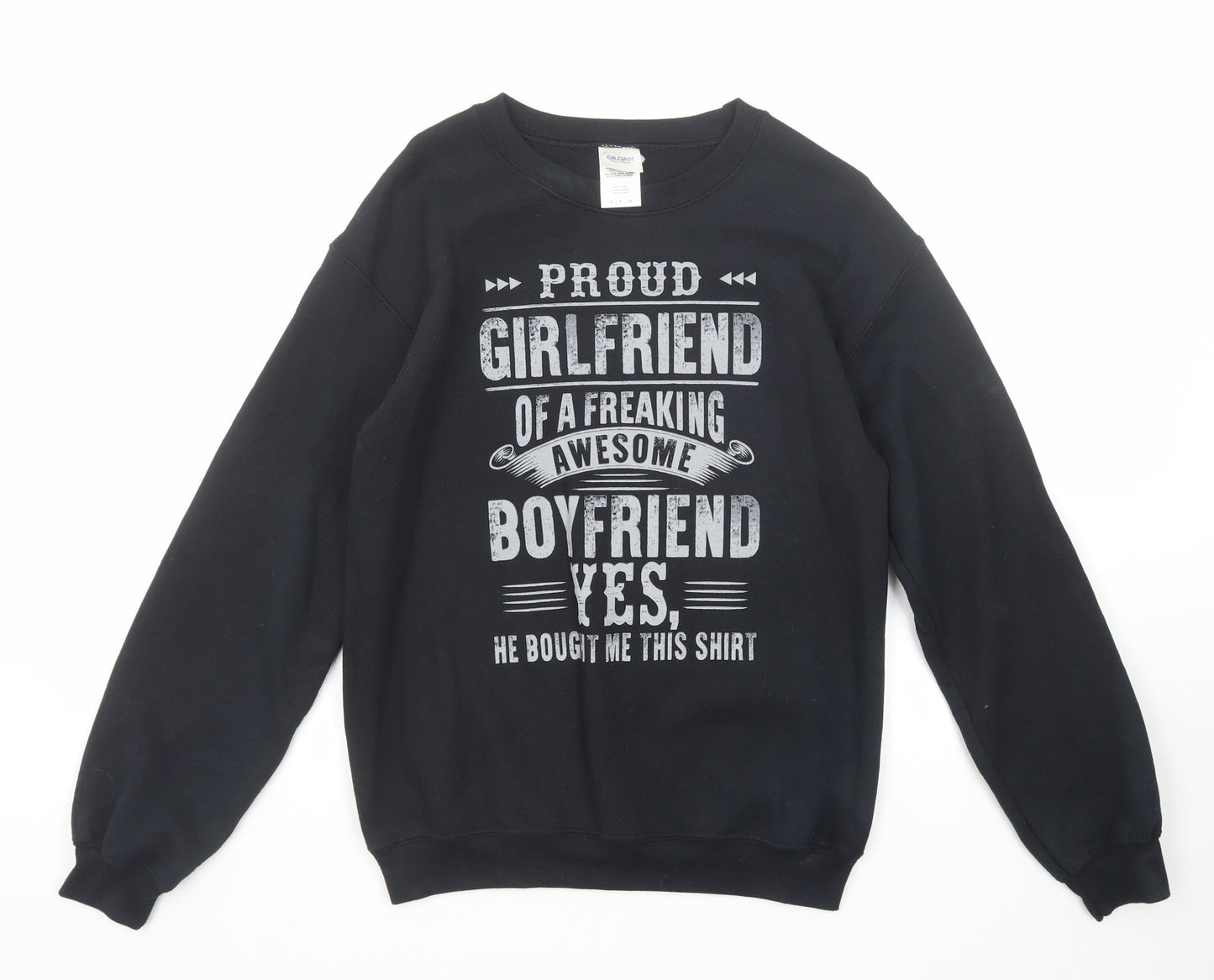 Gildan Womens Black Cotton Pullover Sweatshirt Size S Pullover