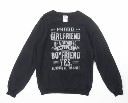 Gildan Womens Black Cotton Pullover Sweatshirt Size S Pullover