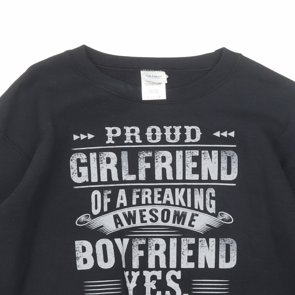 Gildan Womens Black Cotton Pullover Sweatshirt Size S Pullover