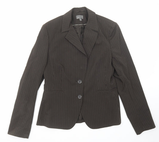 Mexx Womens Brown Striped Polyester Jacket Suit Jacket Size 16