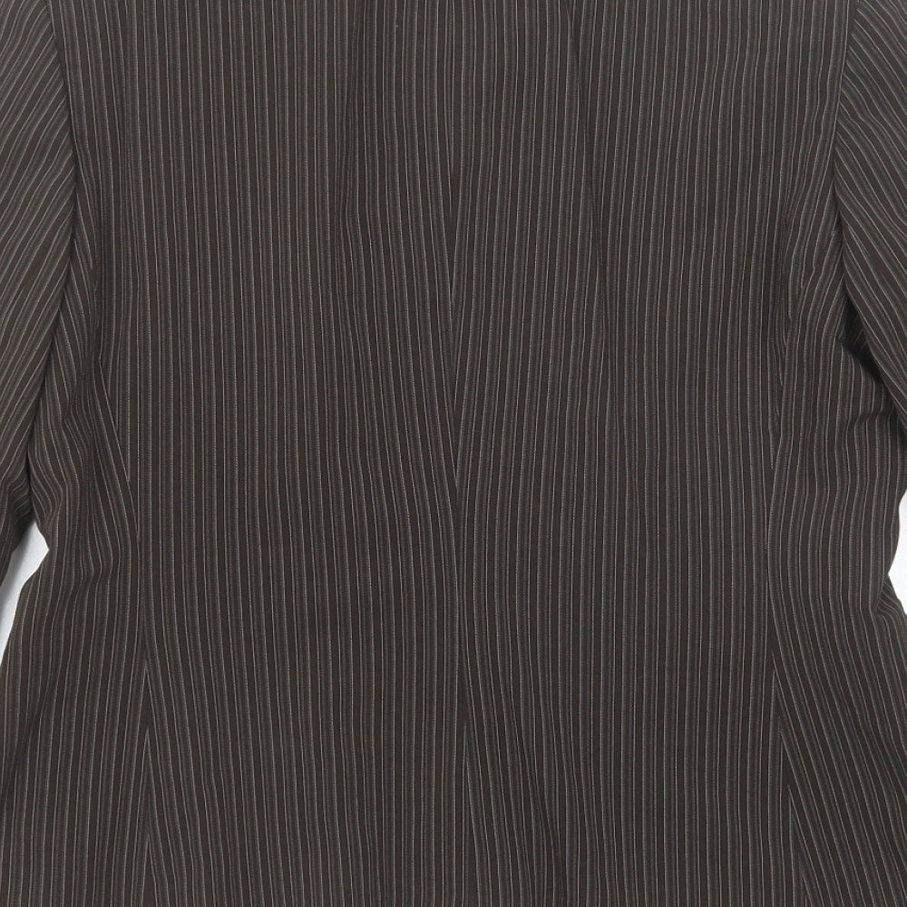 Mexx Womens Brown Striped Polyester Jacket Suit Jacket Size 16