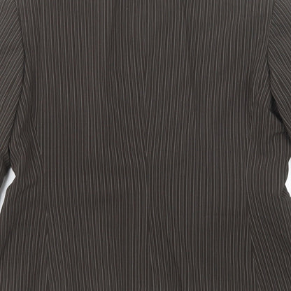 Mexx Womens Brown Striped Polyester Jacket Suit Jacket Size 16