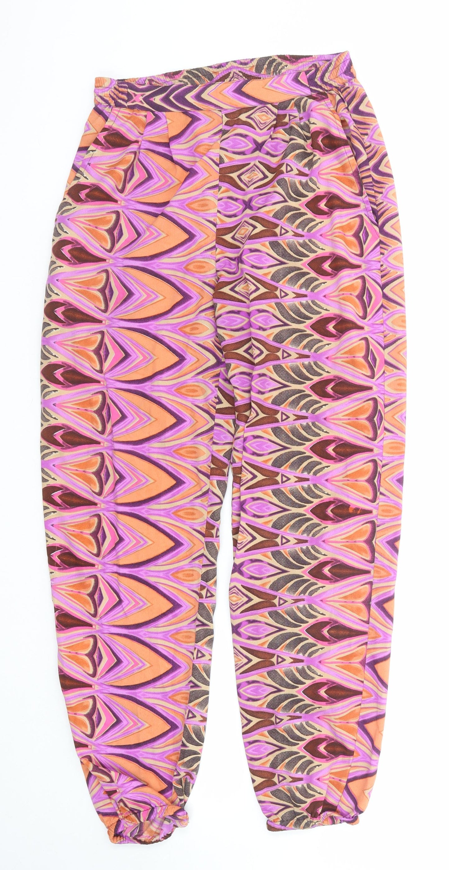 Womens UK Size 8 Boohoo Regular Fit Harem Multicoloured Trousers