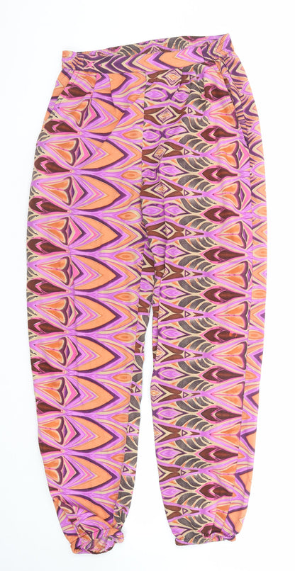 Womens UK Size 8 Boohoo Regular Fit Harem Multicoloured Trousers