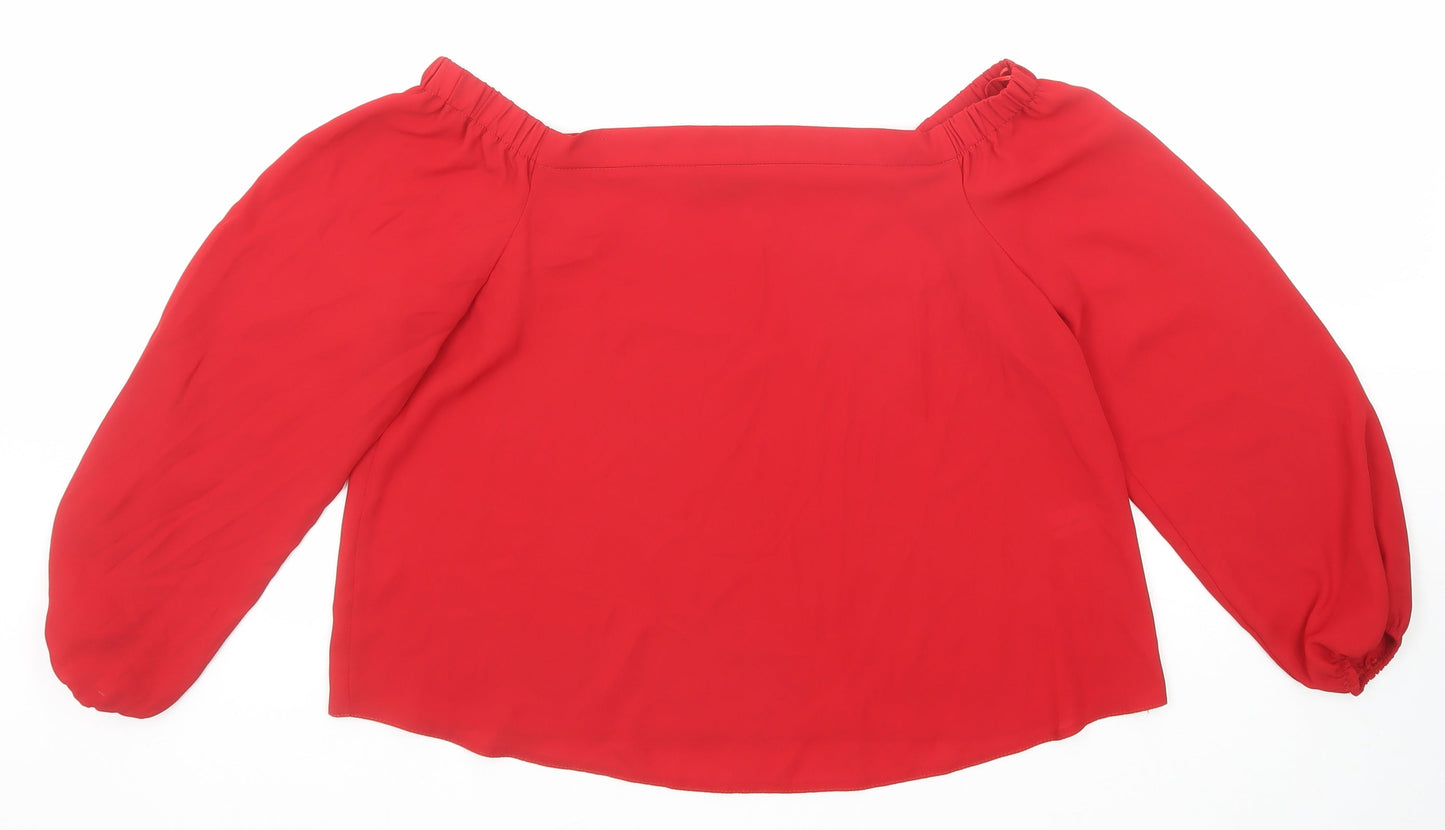 Womens UK Size 12 Select Red Basic Blouse