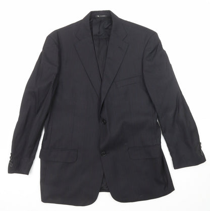 Cadini Mens Black Striped Wool Jacket Suit Jacket Size 40 Regular