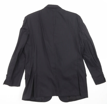 Cadini Mens Black Striped Wool Jacket Suit Jacket Size 40 Regular