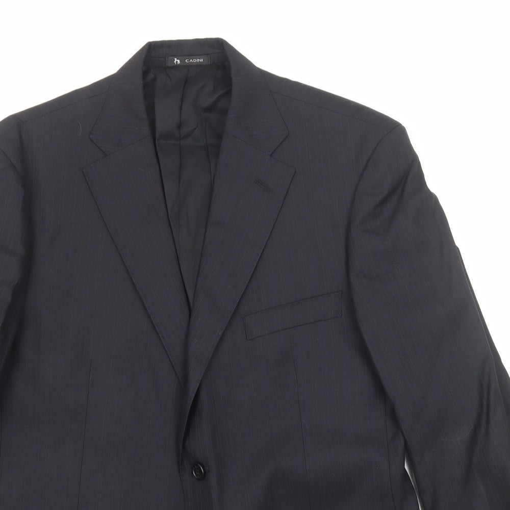 Cadini Mens Black Striped Wool Jacket Suit Jacket Size 40 Regular