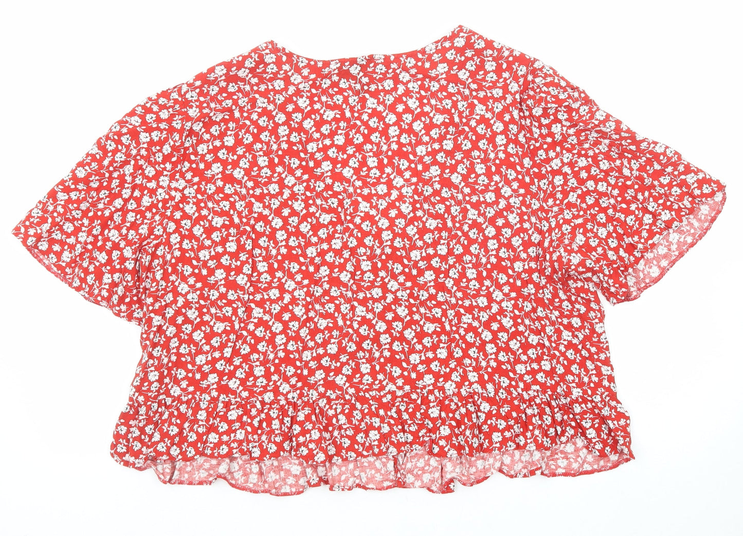 Womens UK Size 16 New Look Red Basic Button-Up