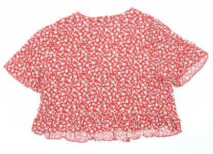 Womens UK Size 16 New Look Red Basic Button-Up
