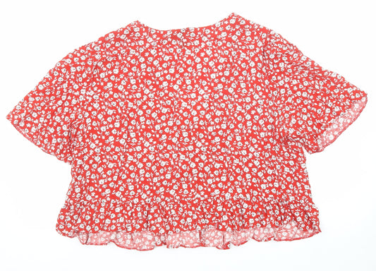 Womens UK Size 16 New Look Red Basic Button-Up