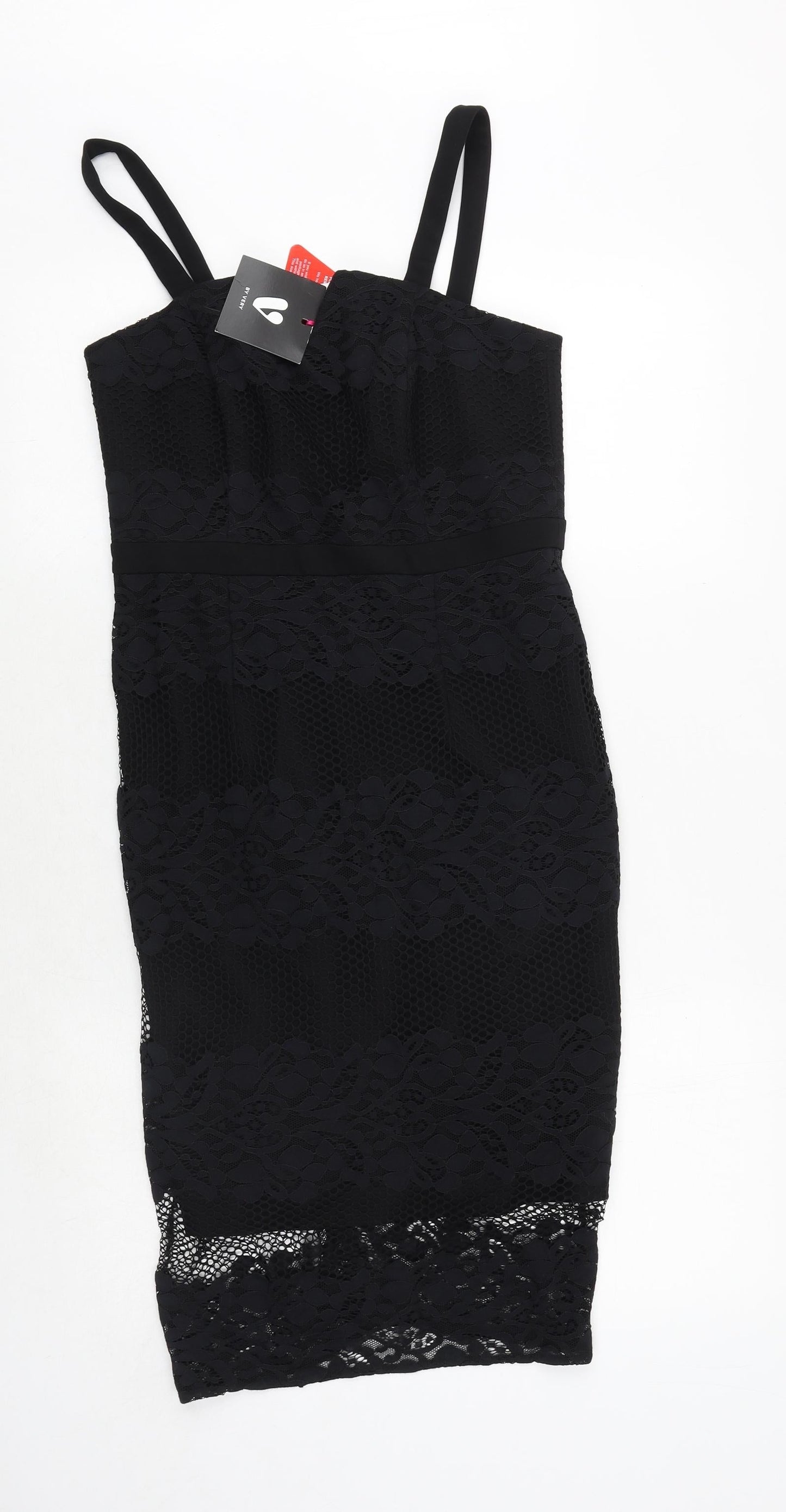Very Womens Black Polyamide Slip Dress Size 10 V-Neck Zip