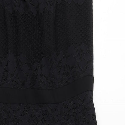 Very Womens Black Polyamide Slip Dress Size 10 V-Neck Zip