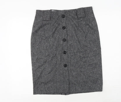 Bohemios Womens Grey Polyester A-Line Skirt Size 14 Zip