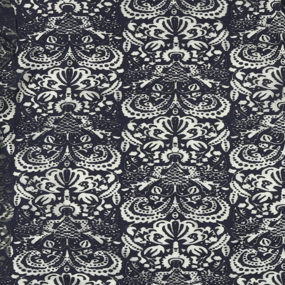 Epilogue Womens Blue Geometric Viscose Basic T-Shirt Size 10 Round Neck