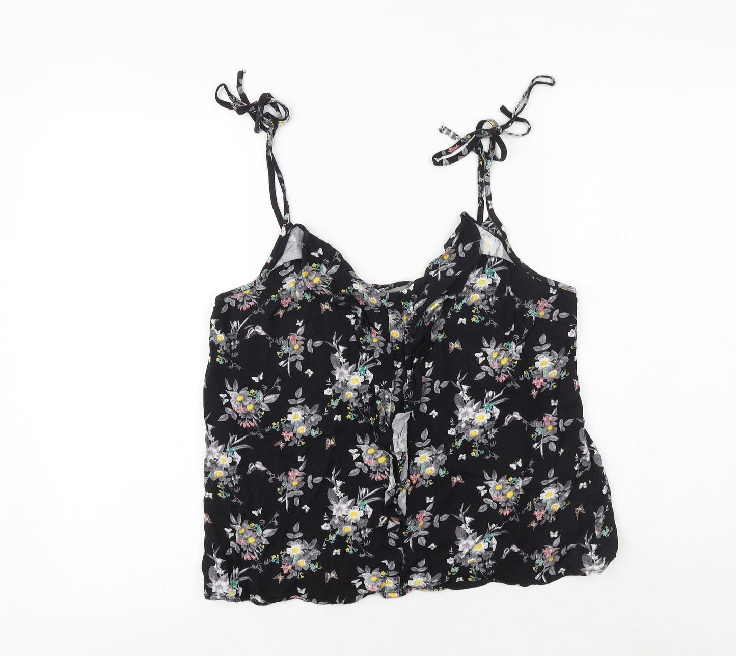 Womens UK Size 12 Oasis Black Cropped Tank