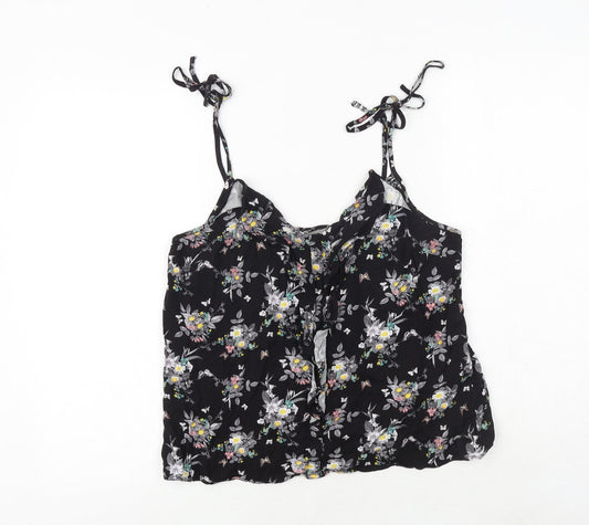 Womens UK Size 12 Oasis Black Cropped Tank