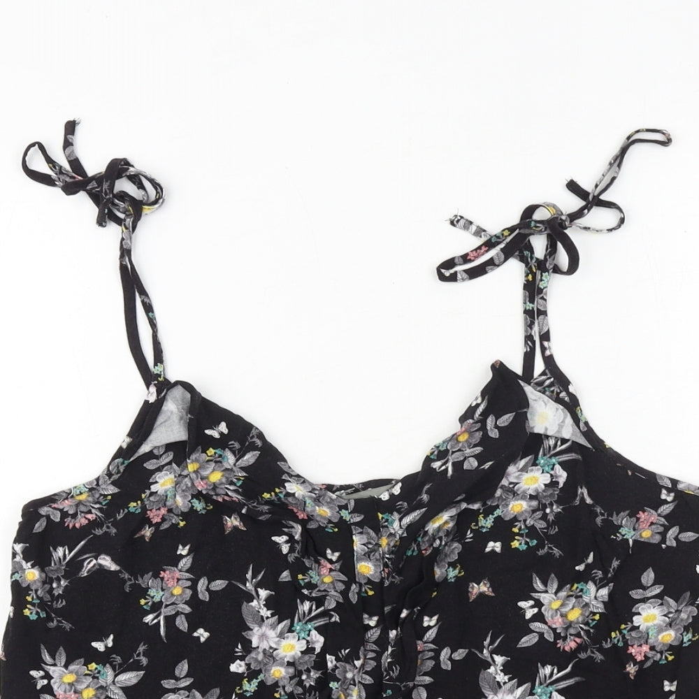 Womens UK Size 12 Oasis Black Cropped Tank