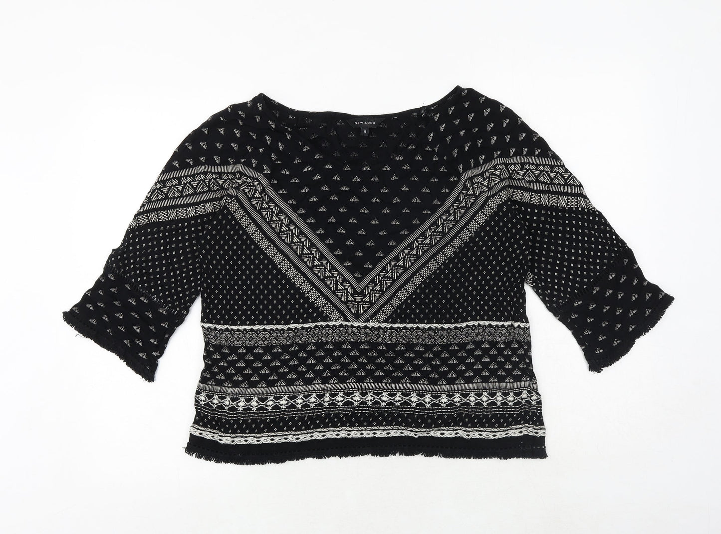 Womens UK Size 10 New Look Black Basic Blouse