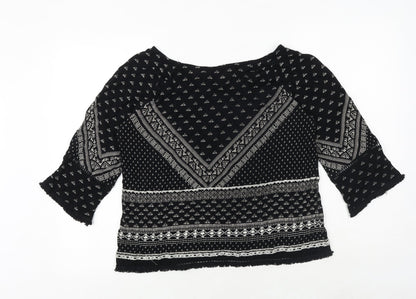 Womens UK Size 10 New Look Black Basic Blouse