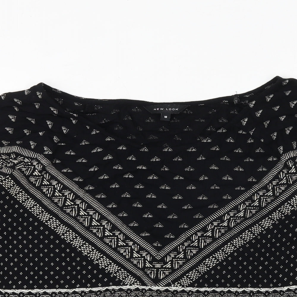 Womens UK Size 10 New Look Black Basic Blouse