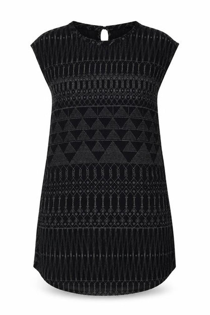 H&M Womens Black Geometric Viscose A-Line Size 6 Round Neck Pullover