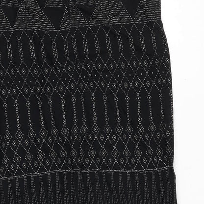 H&M Womens Black Geometric Viscose A-Line Size 6 Round Neck Pullover