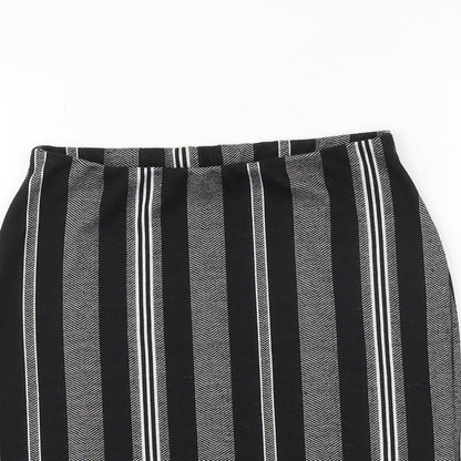 New Look Womens Black Striped Polyester Bandage Skirt Size 8