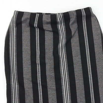 New Look Womens Black Striped Polyester Bandage Skirt Size 8