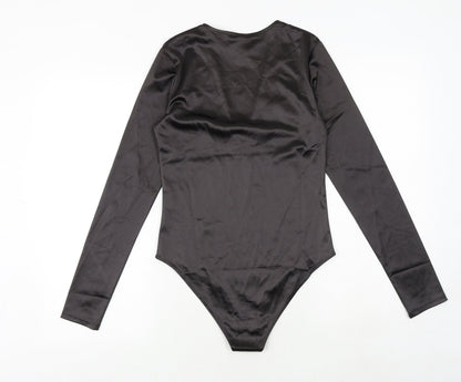 H&M Womens Black Polyester Bodysuit One-Piece Size S Snap