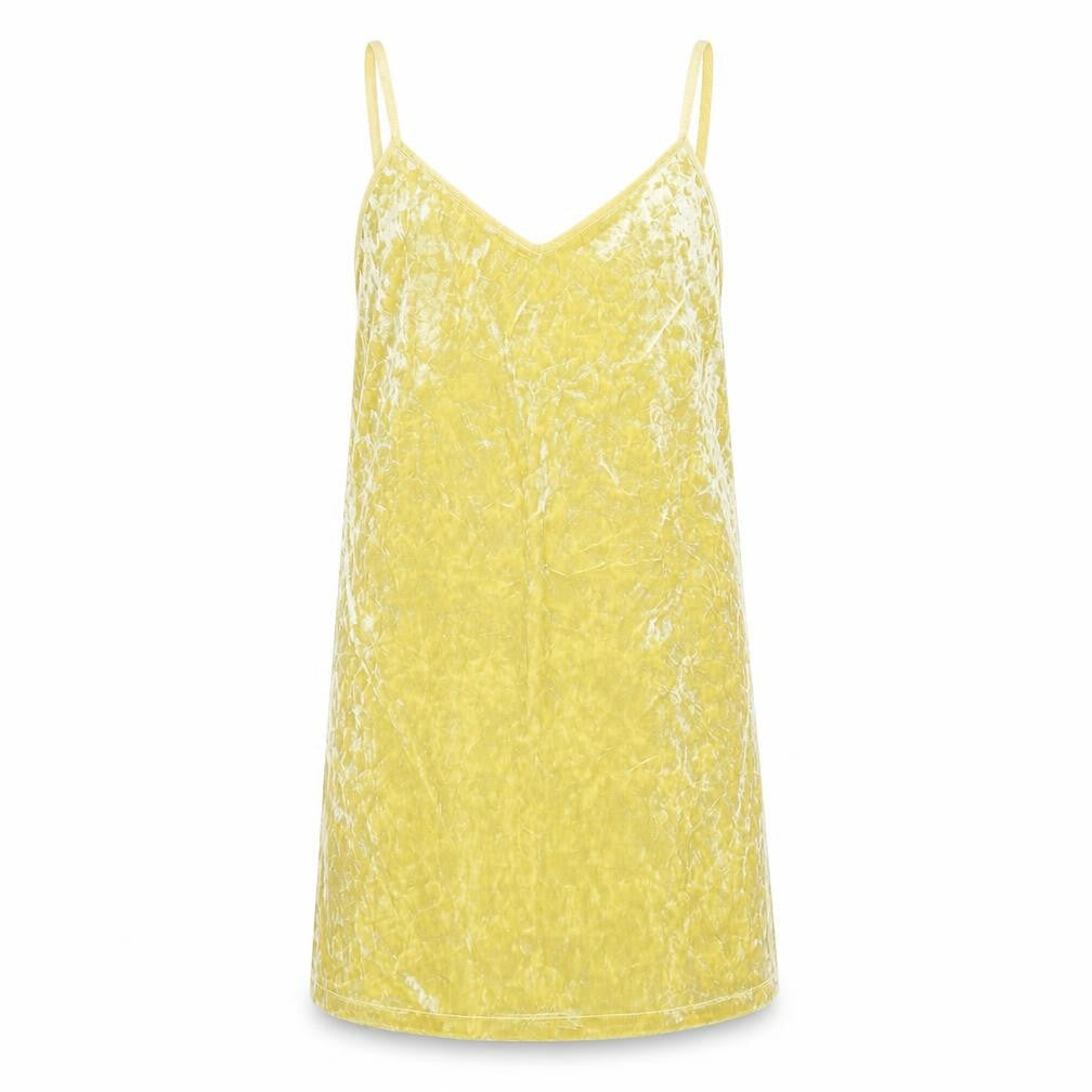 Zara Womens Yellow Polyester Slip Dress Size S V-Neck Pullover