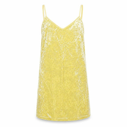 Zara Womens Yellow Polyester Slip Dress Size S V-Neck Pullover
