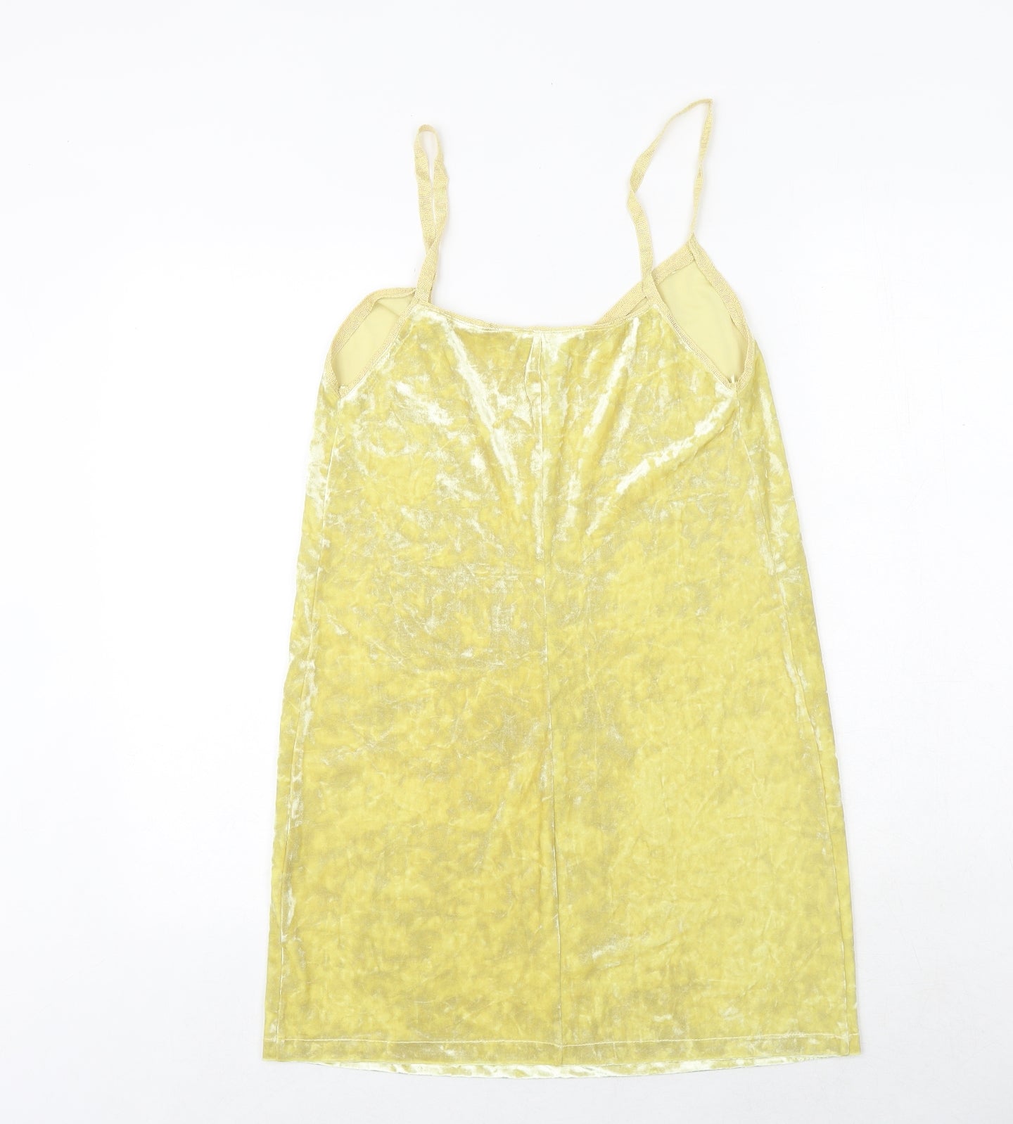 Zara Womens Yellow Polyester Slip Dress Size S V-Neck Pullover