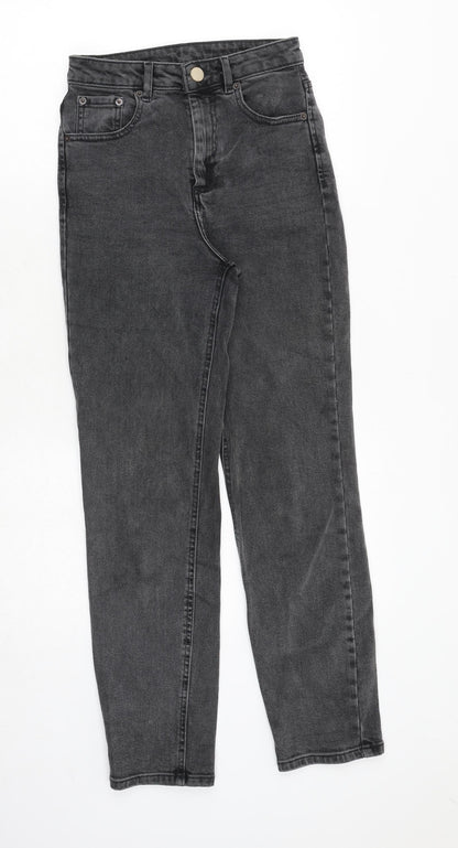 ASOS Womens Grey Cotton Straight Jeans Size 24 in L32 in Extra-Slim Zip