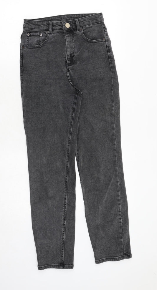 ASOS Womens Grey Cotton Straight Jeans Size 24 in L32 in Extra-Slim Zip