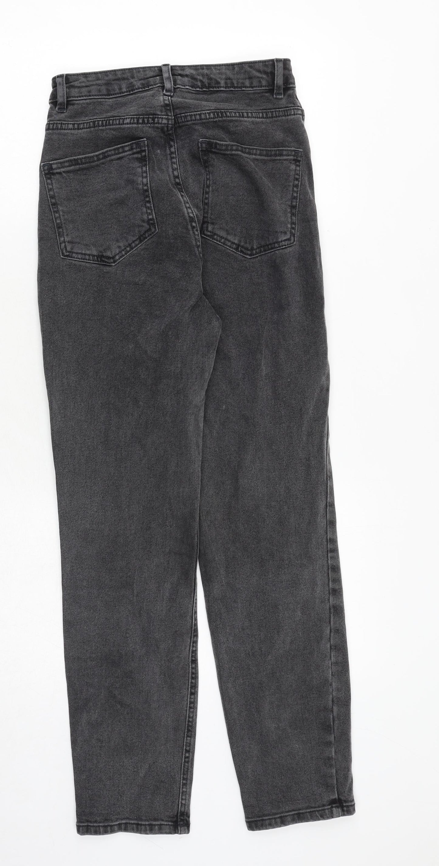 ASOS Womens Grey Cotton Straight Jeans Size 24 in L32 in Extra-Slim Zip