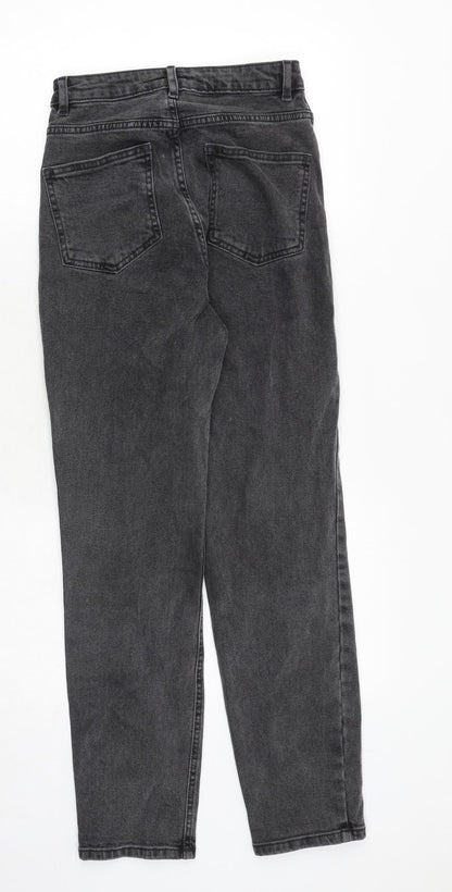 ASOS Womens Grey Cotton Straight Jeans Size 24 in L32 in Extra-Slim Zip