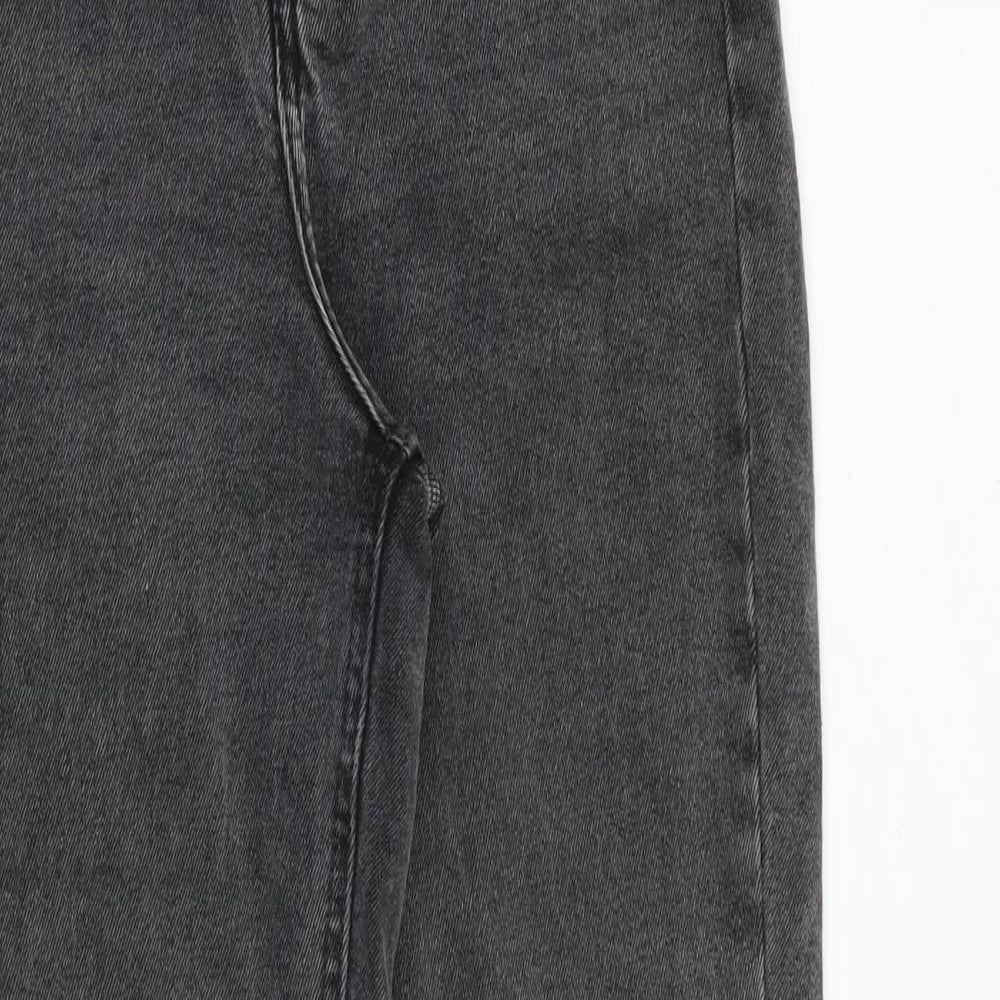 ASOS Womens Grey Cotton Straight Jeans Size 24 in L32 in Extra-Slim Zip