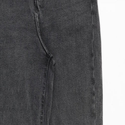 ASOS Womens Grey Cotton Straight Jeans Size 24 in L32 in Extra-Slim Zip