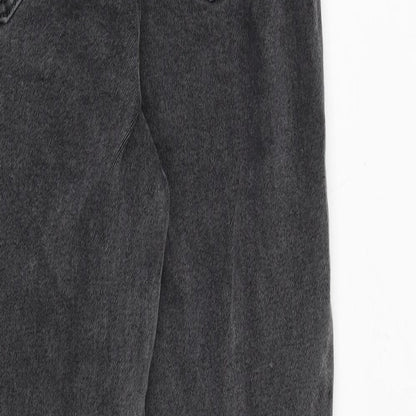 ASOS Womens Grey Cotton Straight Jeans Size 24 in L32 in Extra-Slim Zip