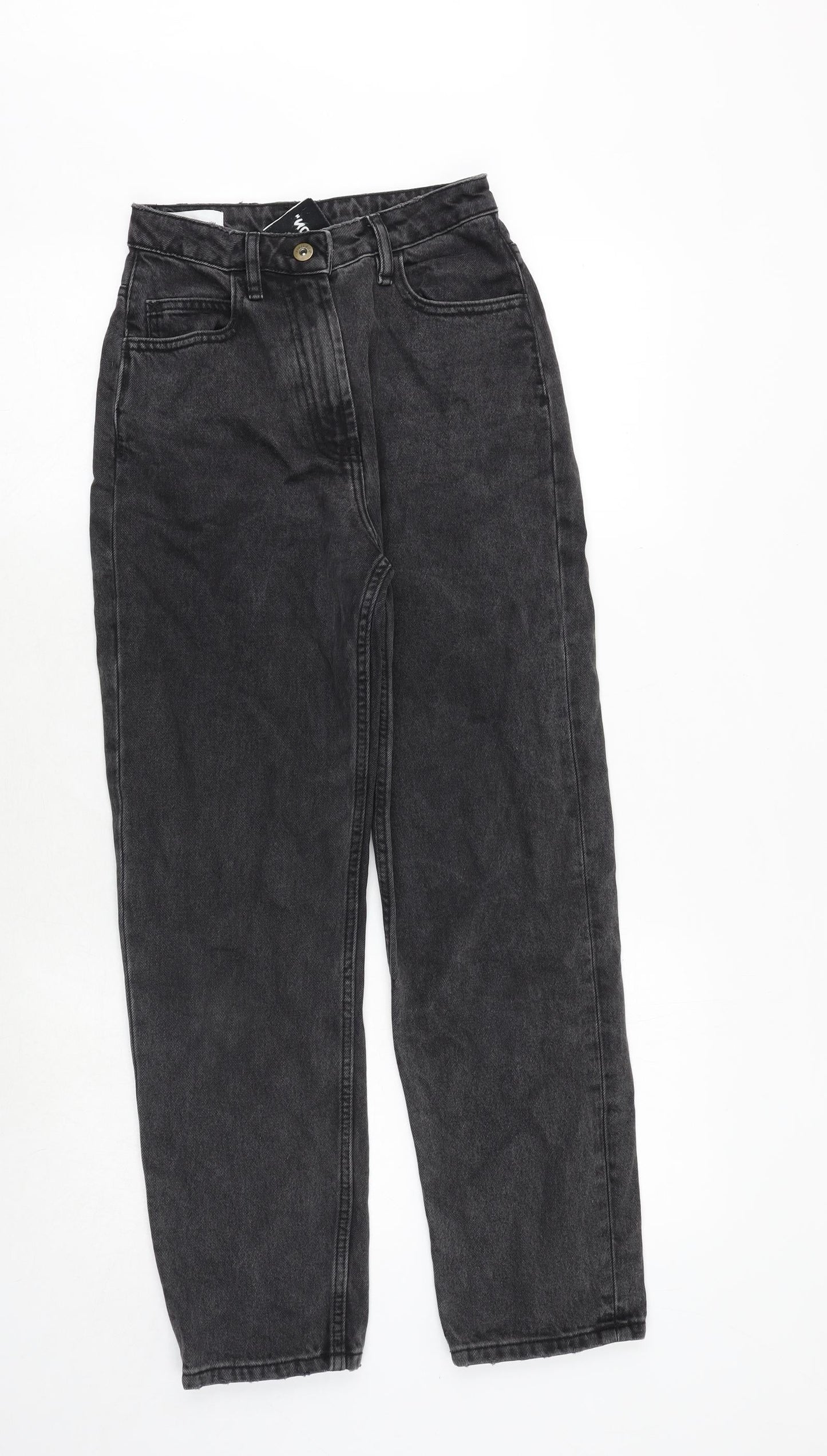 COLLUSION Womens Black Cotton Straight Jeans Size 24 in L30 in Regular Zip