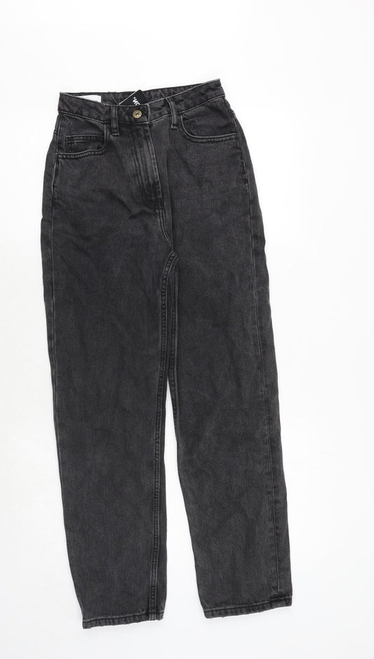 COLLUSION Womens Black Cotton Straight Jeans Size 24 in L30 in Regular Zip