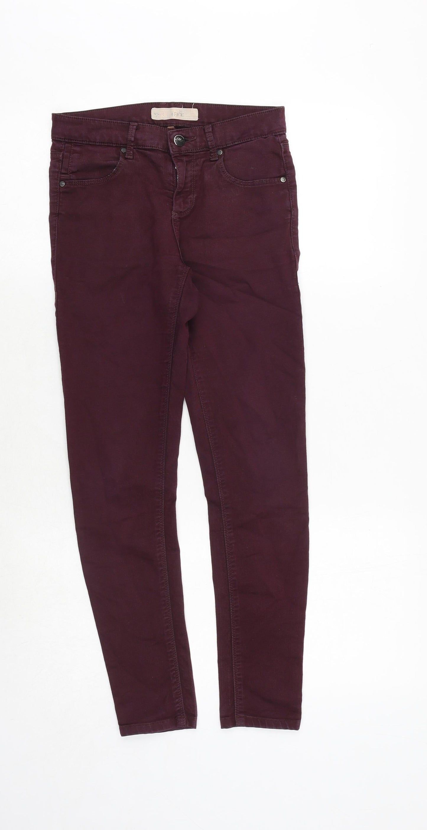 Topshop Womens Purple Cotton Skinny Jeans Size 26 in Regular Zip
