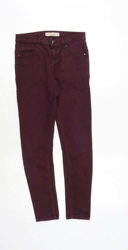 Topshop Womens Purple Cotton Skinny Jeans Size 26 in Regular Zip