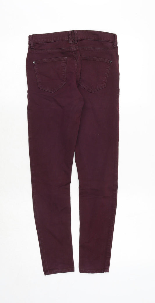 Topshop Womens Purple Cotton Skinny Jeans Size 26 in Regular Zip