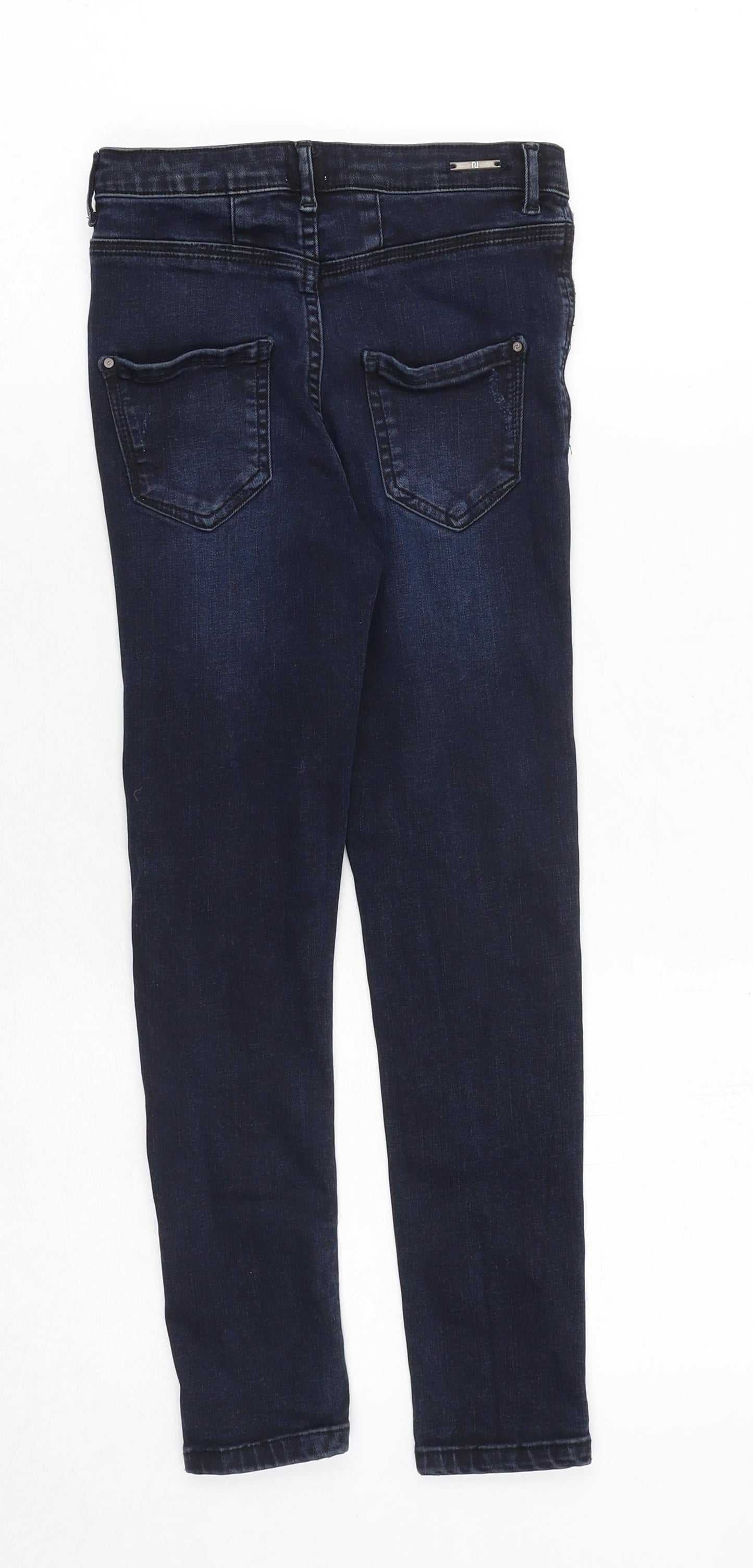 River Island Girls Blue Cotton Skinny Jeans Size 8 Years Regular Zip