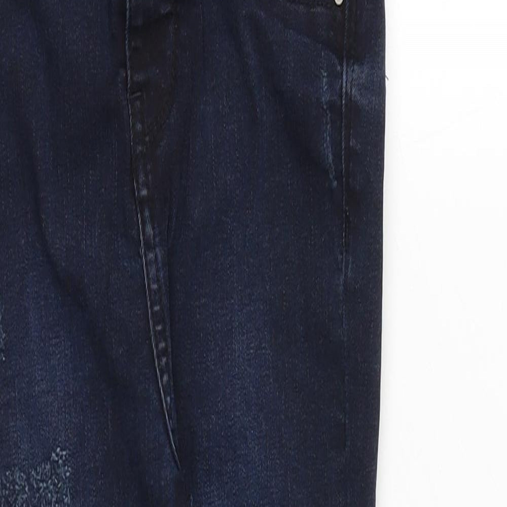 River Island Girls Blue Cotton Skinny Jeans Size 8 Years Regular Zip