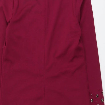 Warehouse Womens Purple Polyester A-Line Size 12 Round Neck Zip
