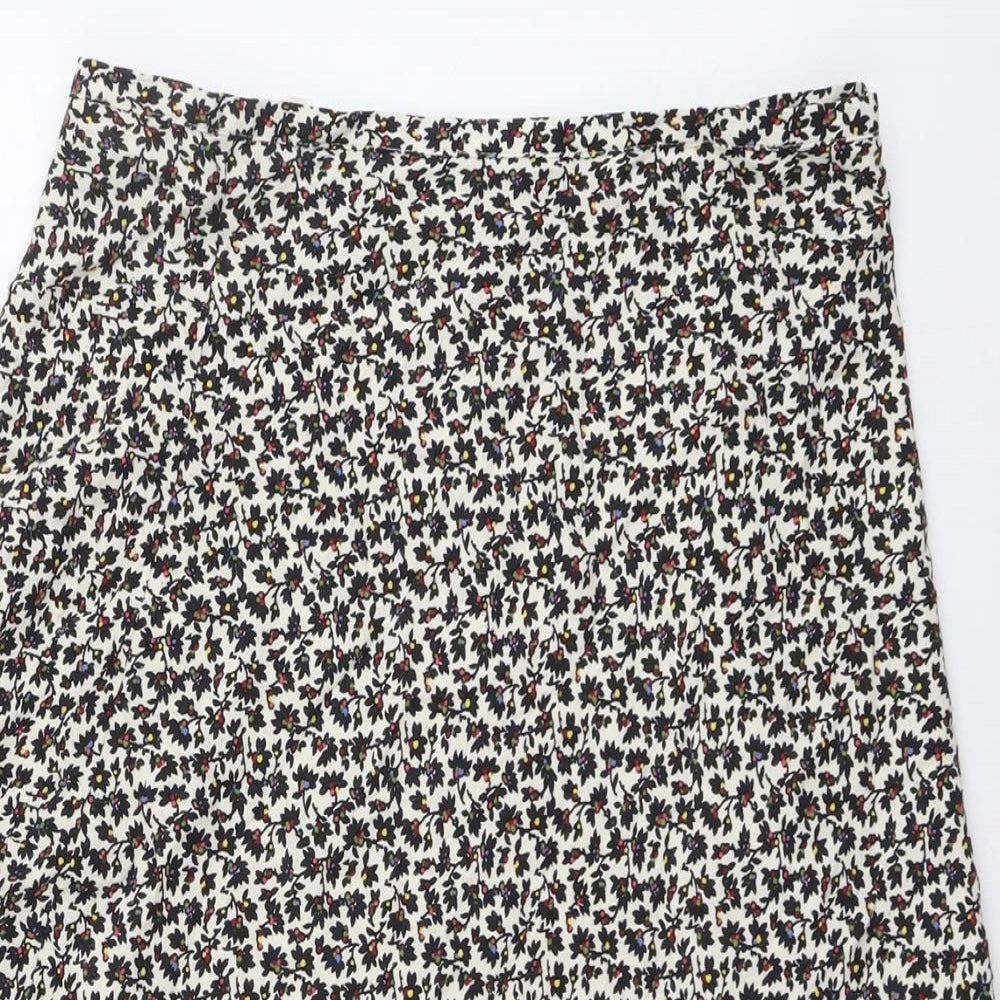 Marks and Spencer Womens Multicoloured Floral Polyester Swing Skirt Size 28 in Zip