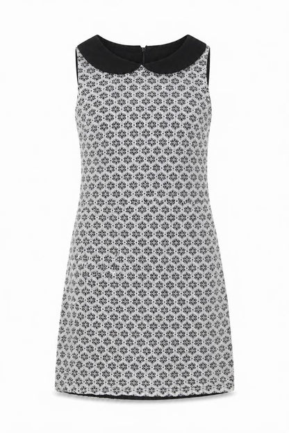 New Look Womens Black Geometric Cotton A-Line Size 8 Collared Zip